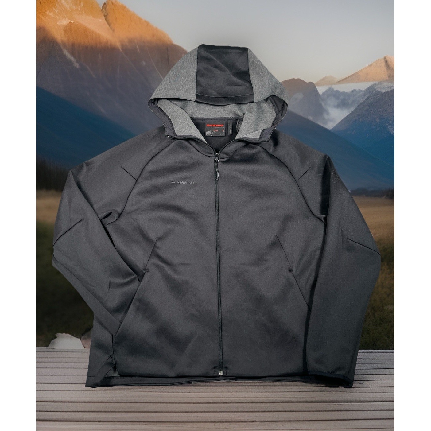 Mammut Birren 5 Hooded Sweater Women L Black/Gray Full Zip Lightweight Midlayer